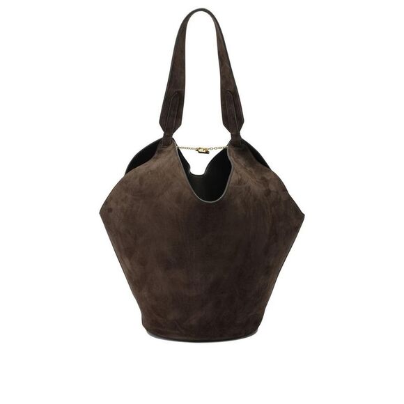 KHAITE Suede Tote Bag with Chain Detail Women BROWN Shoulder Bags - Picture 3 of 5